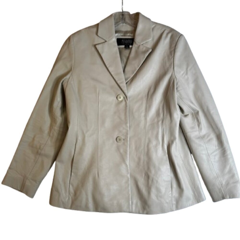 Wilson Leather Pelle Studio Jacket Light Tan Womens Size Large Blazer #1426